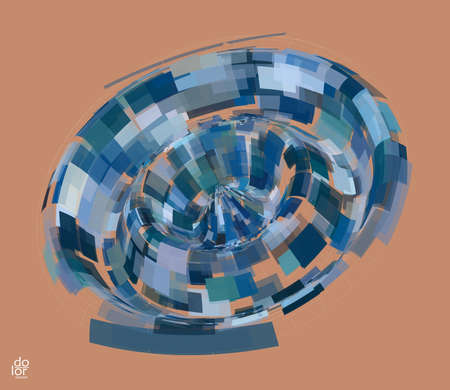 Polygonal geometric abstract vector object. Computer modeling for math or chemistry. Transparent colored parts surface structure overlapping under wire frame shape. Isolated futuristic symbol.のイラスト素材