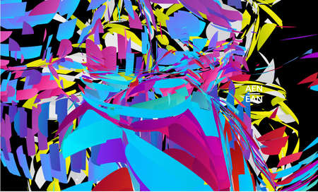 Abstract landing page template with bright colored random small particle explosion. Sport music social media layout. Optical art dynamic background with outer space motion. Futuristic vector.のイラスト素材