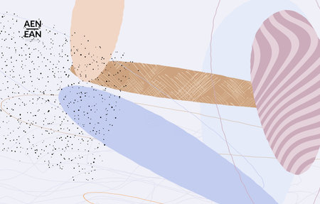 Retro hipster art print or poster design. Wavy motley shapes. Overlapping hand drawn texture....
