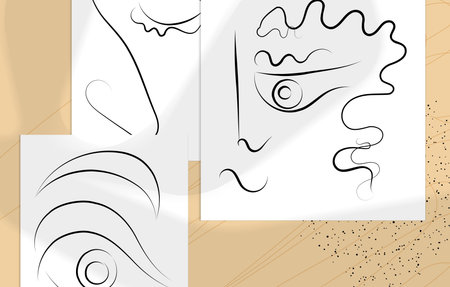 Abstract contemporary art, continuous line face,  simple minimalism beauty logo. Modern artwork mock...