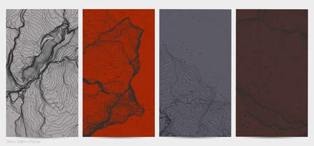 Ultra thin line net shape. Abstract 3D computer modeling science geometry. Futuristic sound wave interacting with random particles. Mold growing texture on flat earthly colored background.のイラスト素材