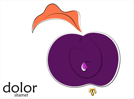 Abstract hand drawn apple vector artistic isolated on white. Line art artistic illustration with texture. Retro flat colors organic natural Eco food design. Organic healthy vegan doodle.のイラスト素材