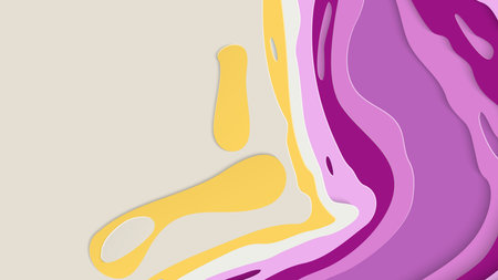 Abstract 3D paper cut art. Colorful background  with wavy layered paper craft. Artistic vector cut...