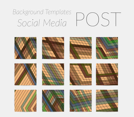 Abstract background set for social media post stories. Vector digital art backdrop. Wavy lines and grid texture. Optical art  pattern. Minimal modern design for marketing technology.のイラスト素材