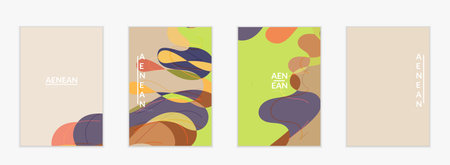 Abstract vector invitation template, art terrazzo pattern with wavy geometric abstract shapes and...