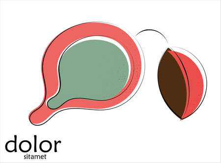 Abstract hand drawn fig vector artistic logo isolated on white. Line art artistic illustration with texture. Retro flat colors organic natural Eco food design. Organic healthy vegan doodle.のイラスト素材