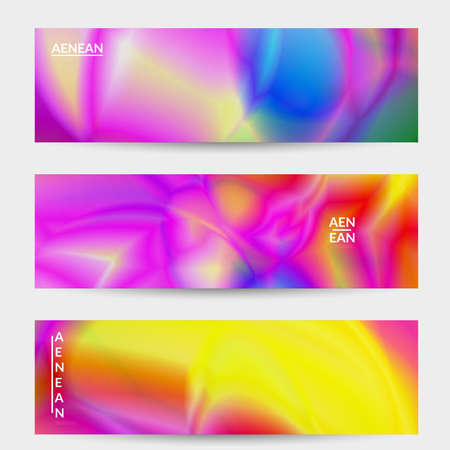 Abstract smooth gradient colors shiny flare moving effect. Northern lights vector background. Glowing hologram texture futuristic outer space energy flow creates psychedelic pattern.のイラスト素材