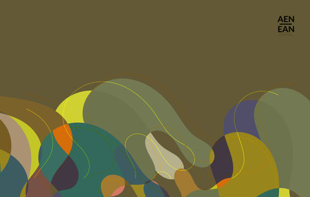 Abstract vector wallpaper, art terrazzo pattern with wavy geometric abstract shapes and lines in earthy natural organic color.Minimal modern template for wedding invitation.のイラスト素材