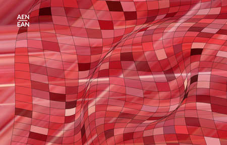 Abstract vector template with futuristic multicolored wire frame geometric shapes. 3D mesh digital science model concept. Web technology cover design. Wavy lines and grid texture. Optical art patternのイラスト素材