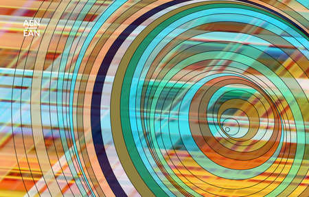 Abstract vector template with futuristic multicolored wire frame geometric shapes. 3D mesh digital science model concept. Web technology cover design. Wavy lines and grid texture. Optical art patternのイラスト素材