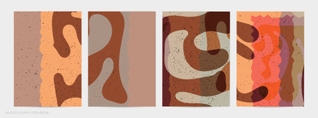 Matisse organic grange textured shapes. Abstract contemporary flyer template with natural floral...