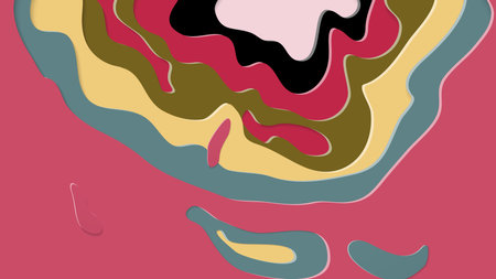 Abstract 3D paper cut art. Colorful background  with wavy layered paper craft. Artistic vector cut...
