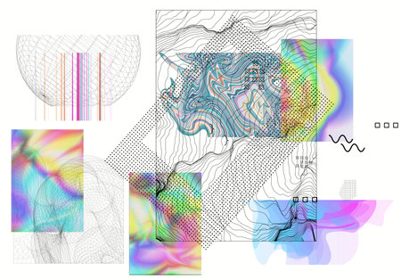 Abstract art background with geometric sci-fi elements. High-tech cyberpunk technology of virtual...