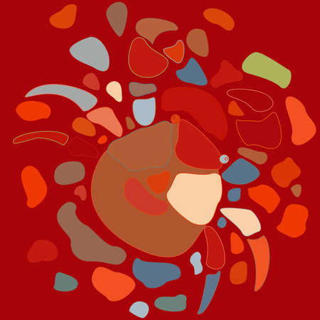 Artistic abstract vector. Poster with fancy curved shapes in graffiti wall style. Cubism art design elements. Modern mystic natural spiritual idea. Futuristic geometry in hand drawing line.のイラスト素材