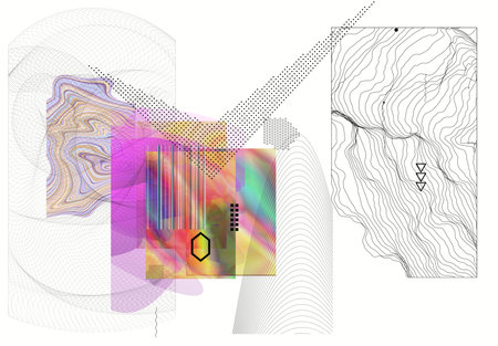 Abstract art background with geometric sci-fi elements. High-tech cyberpunk technology of virtual...