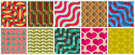 Geometric 3D tileable texture realistic shadow. Collection of seamless patterns. Set of retro backgrounds and wallpapers.のイラスト素材