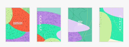Retro hipster art print or poster design. Wavy motley shapes. Overlapping hand drawn texture....