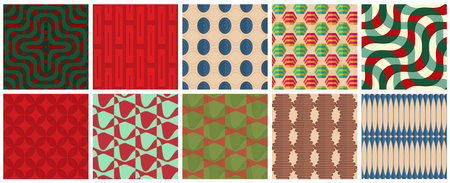 Geometric 3D tileable texture realistic shadow. Collection of seamless patterns. Set of retro...
