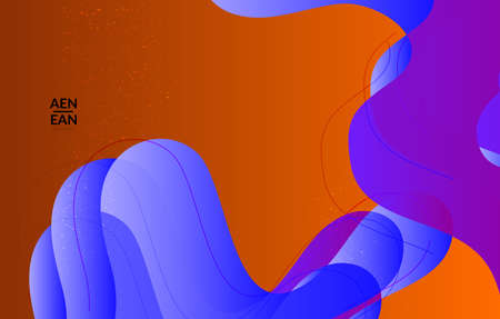 Abstract vector cover template with bright gradient wavy organic overlapping shapes grunge textured. Fluid wavy lines art. Disco music 80âs poster design. Social media frame or border.のイラスト素材