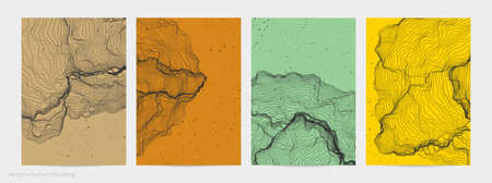 Ultra thin line net shape. Abstract 3D computer modeling science geometry. Futuristic sound wave interacting with random particles. Mold growing texture on flat earthly colored background.のイラスト素材