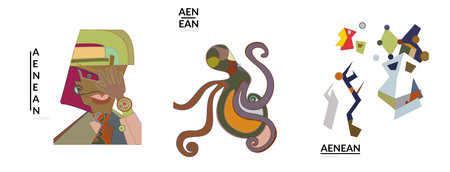 Set of artistic abstract vector illustrations in graffiti wall style. Cubism art design elements...