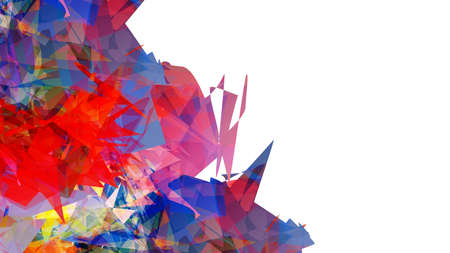 Abstract bright colorful template with polygonal random shapes on white background. Spikes of color burst create artistic border. Modern minimal geometric banner design.のイラスト素材