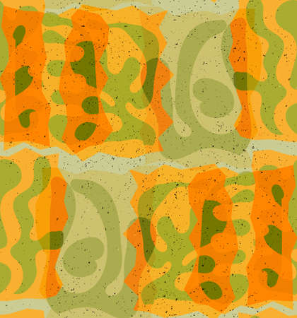 Vector seamless pattern of organic Matisse shapes. Natural earthy colors floral underwater life. Abstract seaweed camouflage background. Trendy floating wavy geometry. Random layered hand drawn art.のイラスト素材