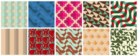 Geometric 3D tileable texture realistic shadow. Collection of seamless patterns. Set of retro backgrounds and wallpapers.のイラスト素材