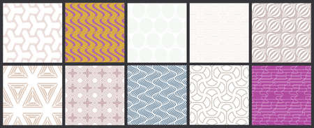 Simple geometric texture. Collection of seamless geometric minimalistic patterns. Backgrounds and wallpapers. Textile ornament. Properly grouped and layered drag and drop to the swatch pallet.のイラスト素材