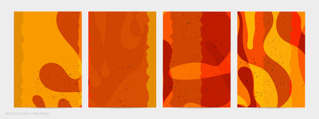 Matisse organic grange textured shapes. Abstract contemporary flyer template with natural floral motif. Minimal mid century art background. Artistic botanical elements on flat earthy colors.のイラスト素材