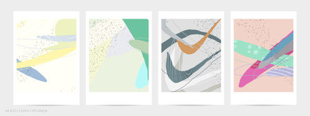 Abstract flyer template with lines and overlapping paint blobs. Contemporary simple composition....