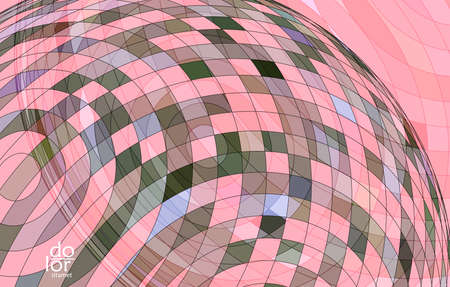 Abstract vector template with futuristic multicolored wire frame geometric shapes. 3D mesh digital science model concept. Web technology design. Wavy lines and grid texture. Optical art  pattern.のイラスト素材