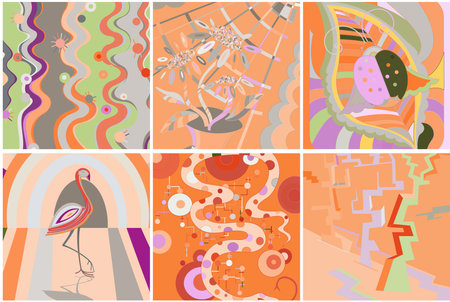 Artistic abstract vector. Poster with fancy curved shapes in graffiti wall style. Cubism art design...
