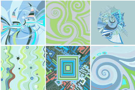 Artistic abstract vector. Poster with fancy curved shapes in graffiti wall style. Cubism art design elements. Modern mystic natural spiritual idea. Futuristic geometry in hand drawing line.のイラスト素材