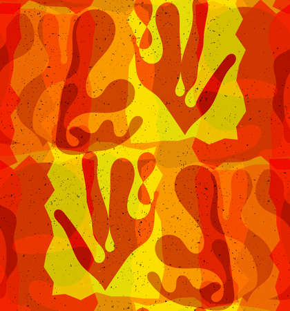 Vector seamless pattern of organic Matisse shapes. Natural earthy colors floral underwater life. Abstract seaweed camouflage background. Trendy floating wavy geometry. Random layered hand drawn art.のイラスト素材