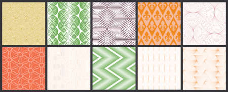 Simple geometric texture. Collection of seamless geometric minimalistic patterns. Backgrounds and wallpapers. Textile ornament. Properly grouped and layered drag and drop to the swatch pallet.のイラスト素材