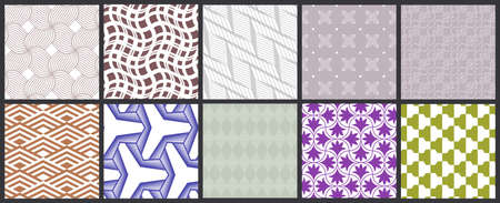 Simple geometric texture. Collection of seamless geometric minimalistic patterns. Backgrounds and wallpapers. Textile ornament. Properly grouped and layered drag and drop to the swatch pallet.のイラスト素材