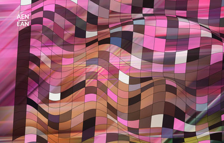 Abstract vector template with futuristic multicolored wire frame geometric shapes. 3D mesh digital...