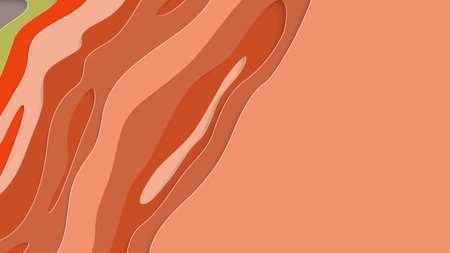 Abstract 3D paper cut art. Colorful background  with wavy layered paper craft. Artistic vector cut...