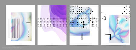 Abstract art background with geometric sci-fi elements. High-tech cyberpunk technology of virtual reality. Computer generated science models with hologram. Modern Gothic flyer template.のイラスト素材