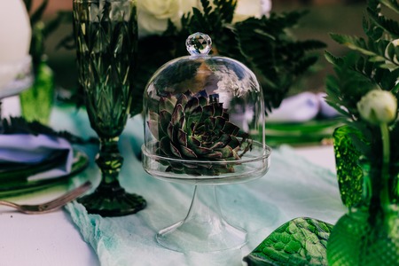 White decor for bride and groom. Colorful decoration for celebration. Beauty bridal interiorの写真素材