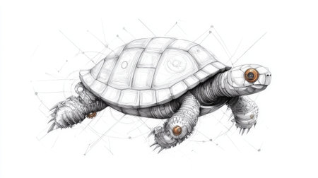 Mechanical turtle design with futuristic elements and detailed engineering.の写真素材