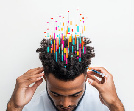 African male adult with digital enhancement concept and innovative hair design.の写真素材