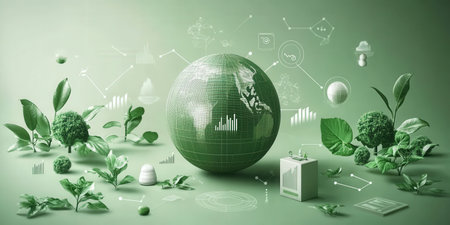 Green technology integration: sustainable energy innovations and environmental solutions.の写真素材