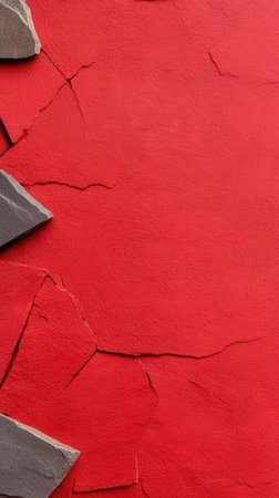 Abstract red and gray cracked surface texture.の写真素材