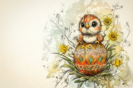 Children enjoying the egg hunt in lush garden with historic building.の写真素材