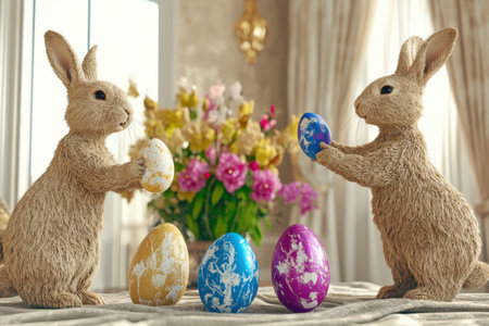 Decorative easter eggs with floral patterns