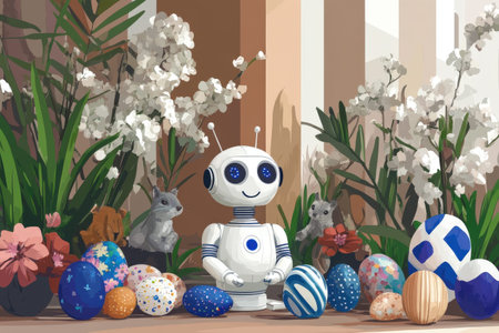 Adorable gathering with colorful eggs in cozy setting.
