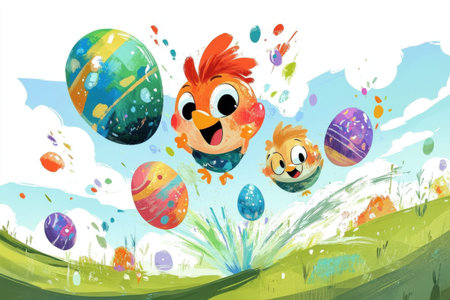 Ornate decorative egg with patterns amidst colorful spring flowers.