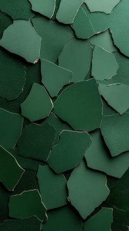 Green fabric with smooth texture and leaf accents.